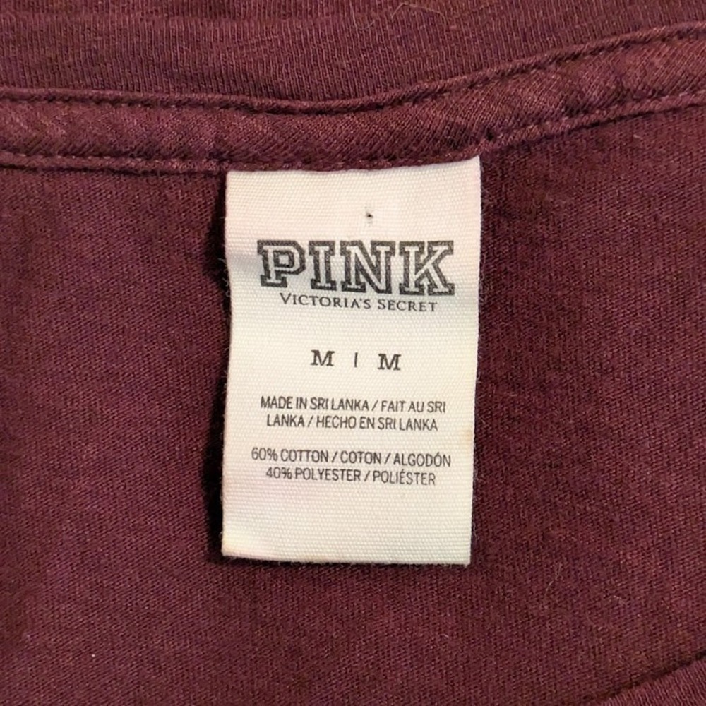 PINK Victoria's Secret Geometric Burgundy LS T-shirt Aztec Tribal Print Medium - Picture 4 of 5